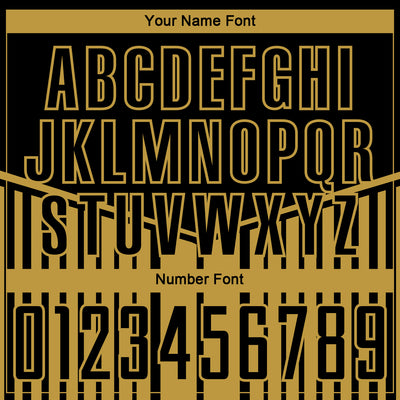 Custom Black Old Gold Stripe Line Sublimation Soccer Uniform Jersey