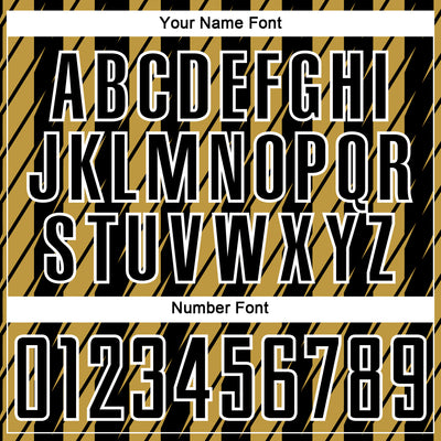 Custom Black Old Gold-White Stripe Line Sublimation Soccer Uniform Jersey