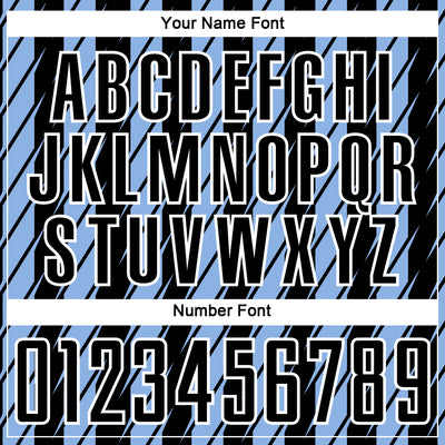 Custom Black Light Blue-White Stripe Line Sublimation Soccer Uniform Jersey