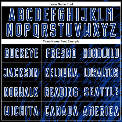 Custom Black Royal-White Splash Sublimation Soccer Uniform Jersey