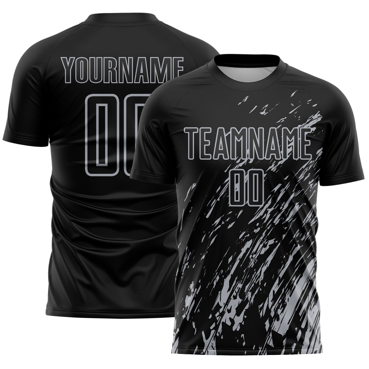 Custom Black Gray Splash Sublimation Soccer Uniform Jersey