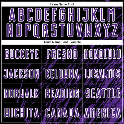 Custom Black Purple-White Splash Sublimation Soccer Uniform Jersey