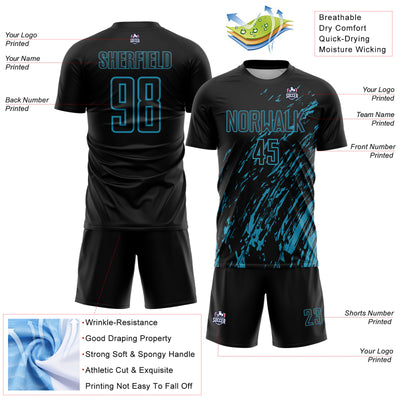 Custom Black Panther Blue Splash Sublimation Soccer Uniform Jersey
