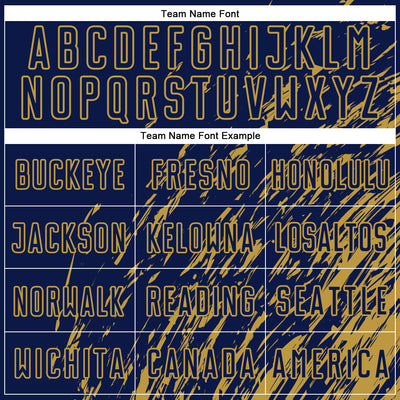 Custom Navy Old Gold Splash Sublimation Soccer Uniform Jersey