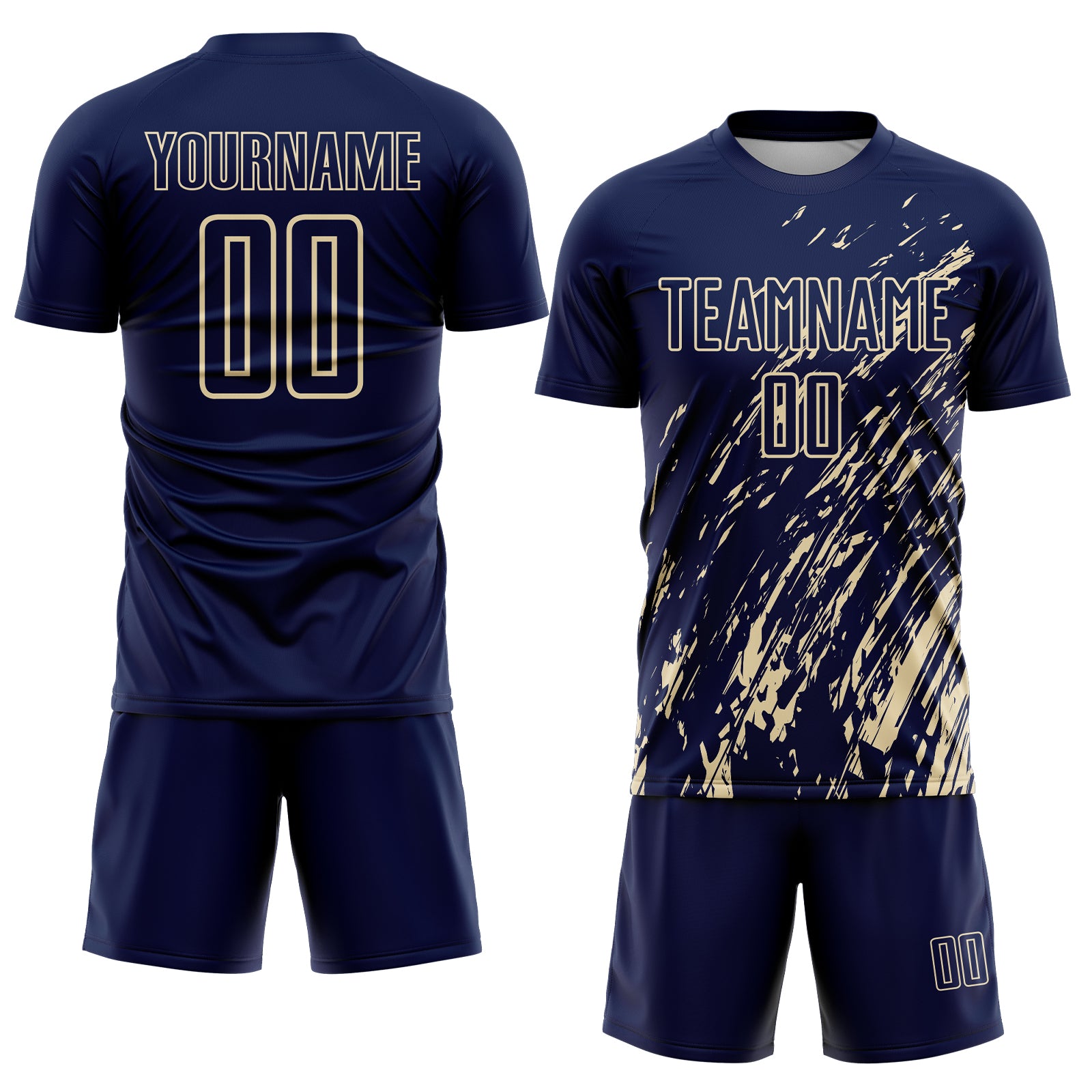 Custom Navy Cream Splash Sublimation Soccer Uniform Jersey