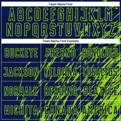 Custom Navy Neon Green Splash Sublimation Soccer Uniform Jersey