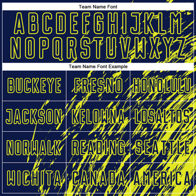 Custom Navy Neon Yellow Splash Sublimation Soccer Uniform Jersey