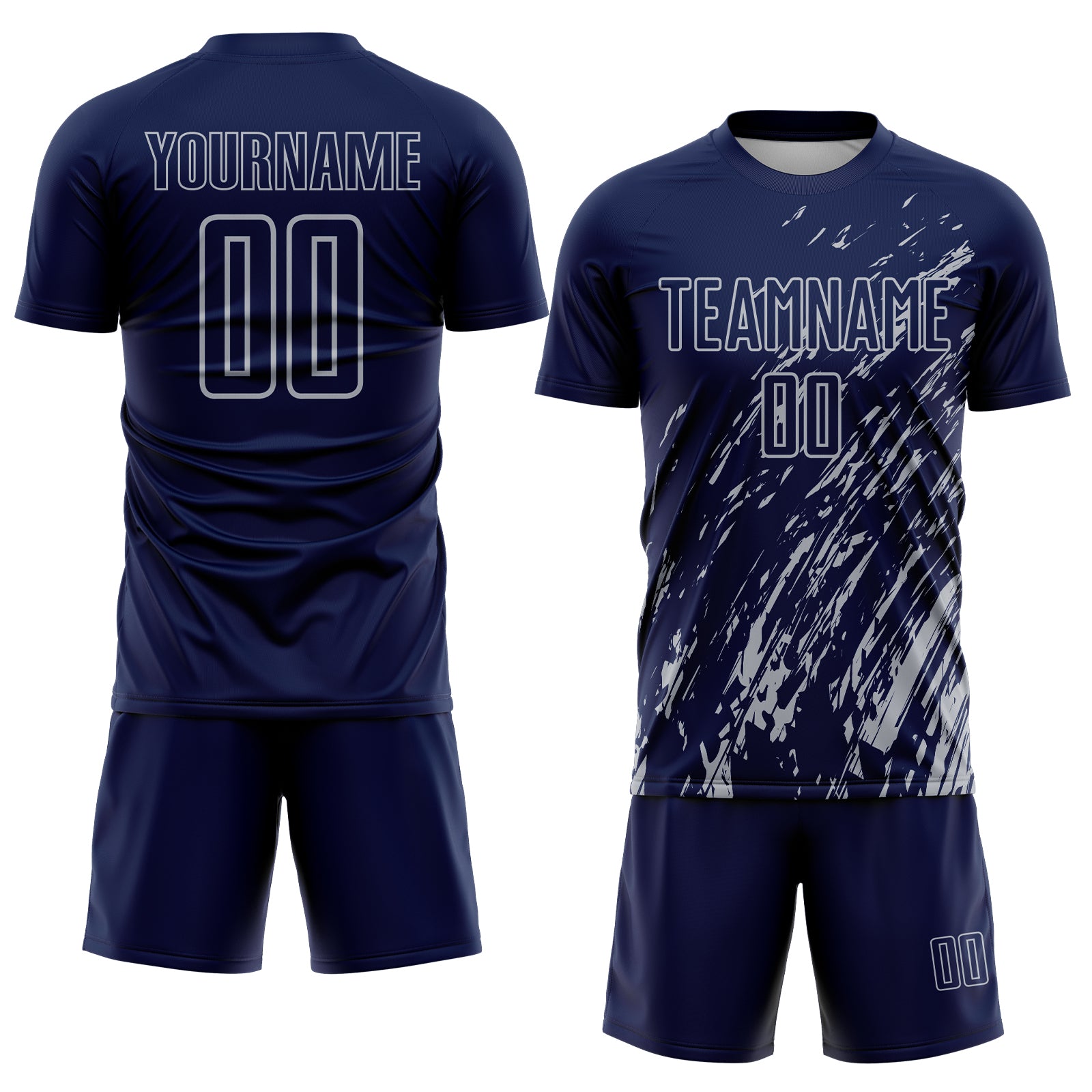 Custom Navy Gray Splash Sublimation Soccer Uniform Jersey