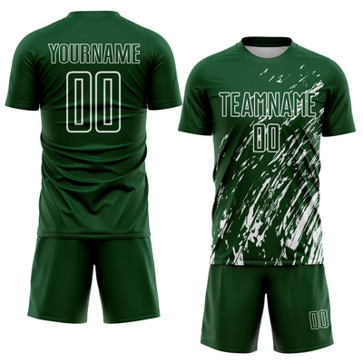 Custom Green White Splash Sublimation Soccer Uniform Jersey