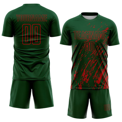 Custom Green Red Splash Sublimation Soccer Uniform Jersey