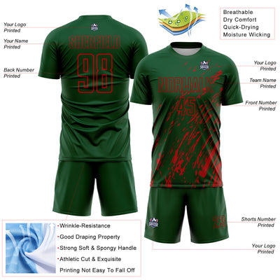 Custom Green Red Splash Sublimation Soccer Uniform Jersey
