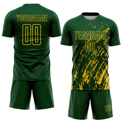 Custom Green Yellow Splash Sublimation Soccer Uniform Jersey