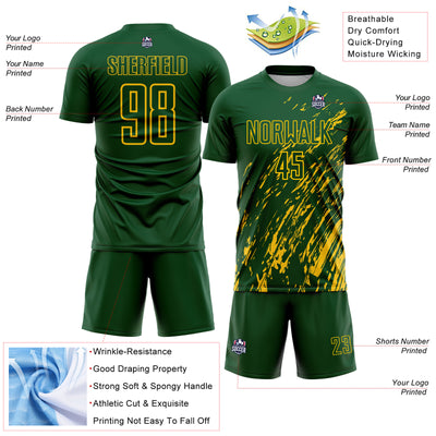 Custom Green Yellow Splash Sublimation Soccer Uniform Jersey