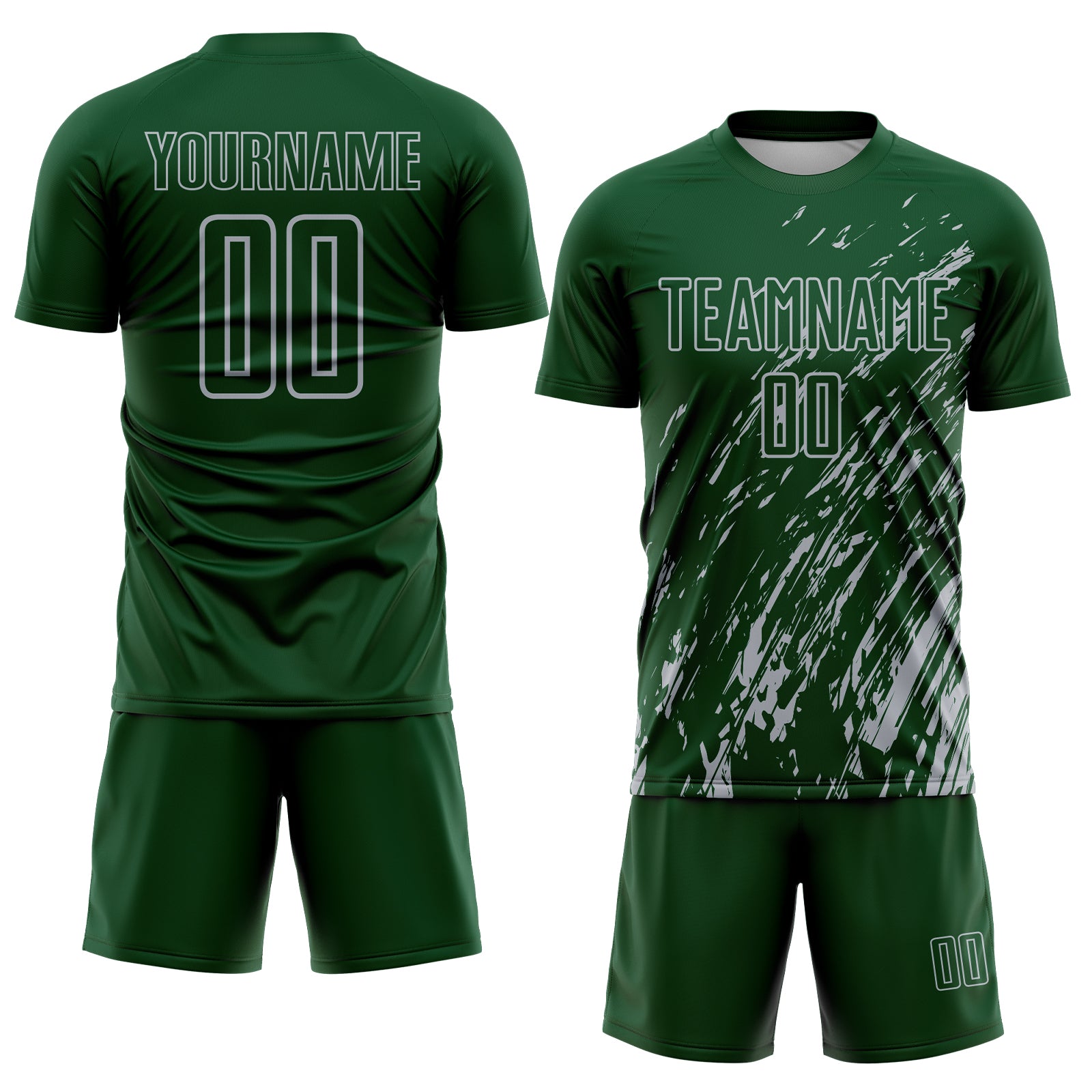 Custom Green Gray Splash Sublimation Soccer Uniform Jersey