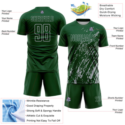 Custom Green Gray Splash Sublimation Soccer Uniform Jersey