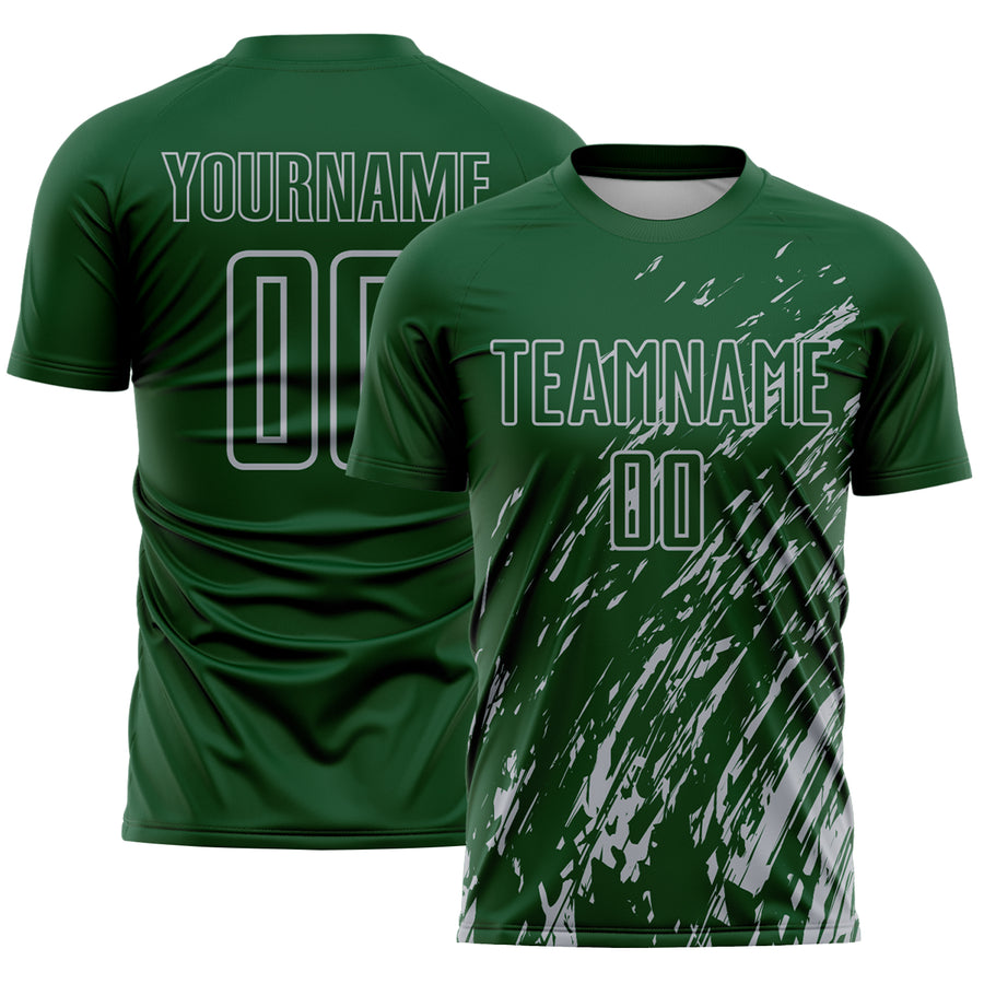 Custom Green Gray Splash Sublimation Soccer Uniform Jersey