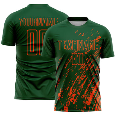 Custom Green Orange Splash Sublimation Soccer Uniform Jersey