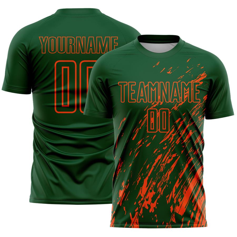 Custom Green Orange Splash Sublimation Soccer Uniform Jersey