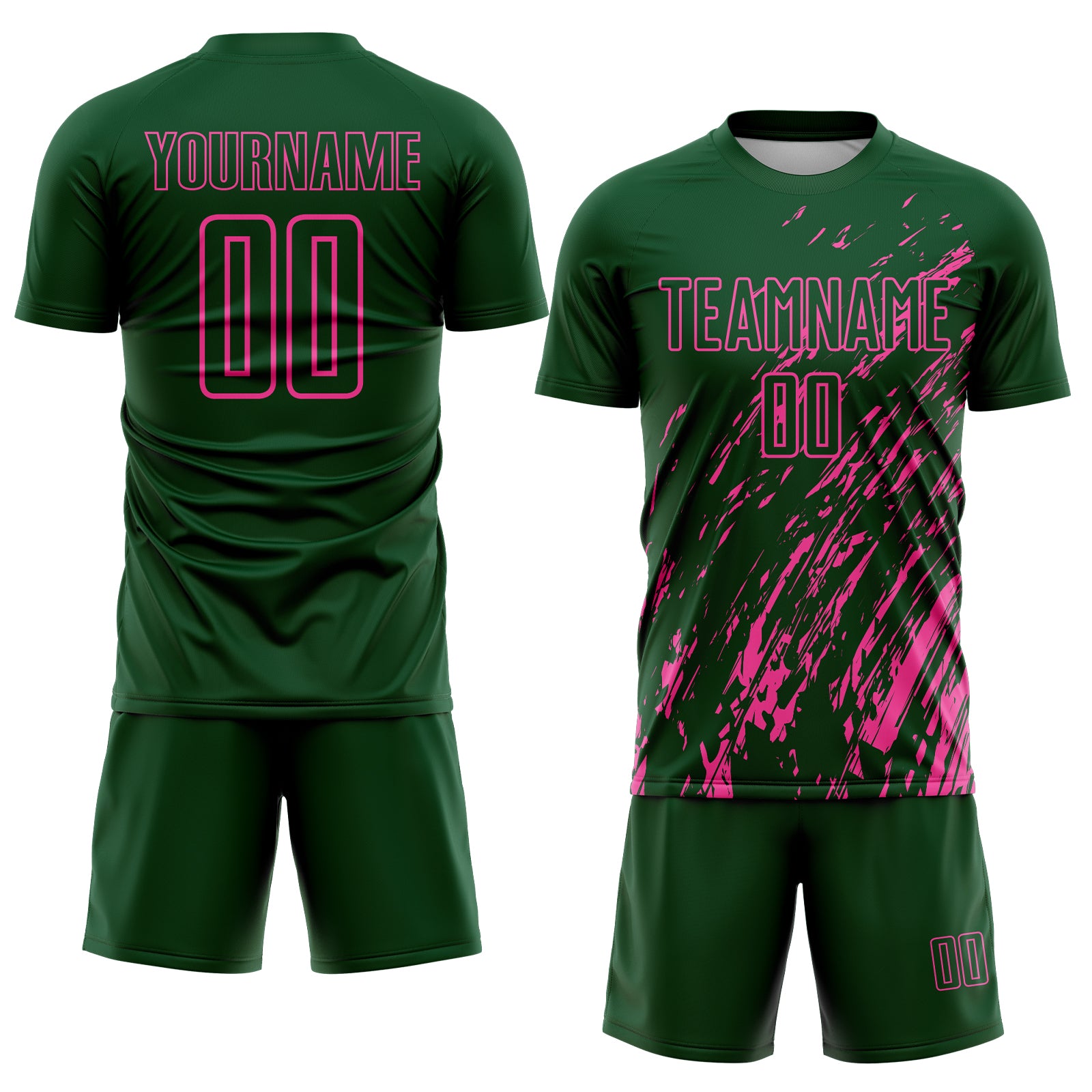 Custom Green Pink Splash Sublimation Soccer Uniform Jersey