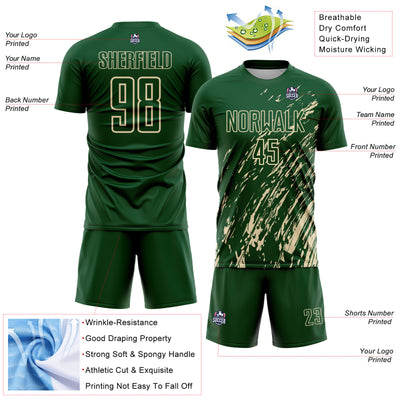 Custom Green Cream Splash Sublimation Soccer Uniform Jersey