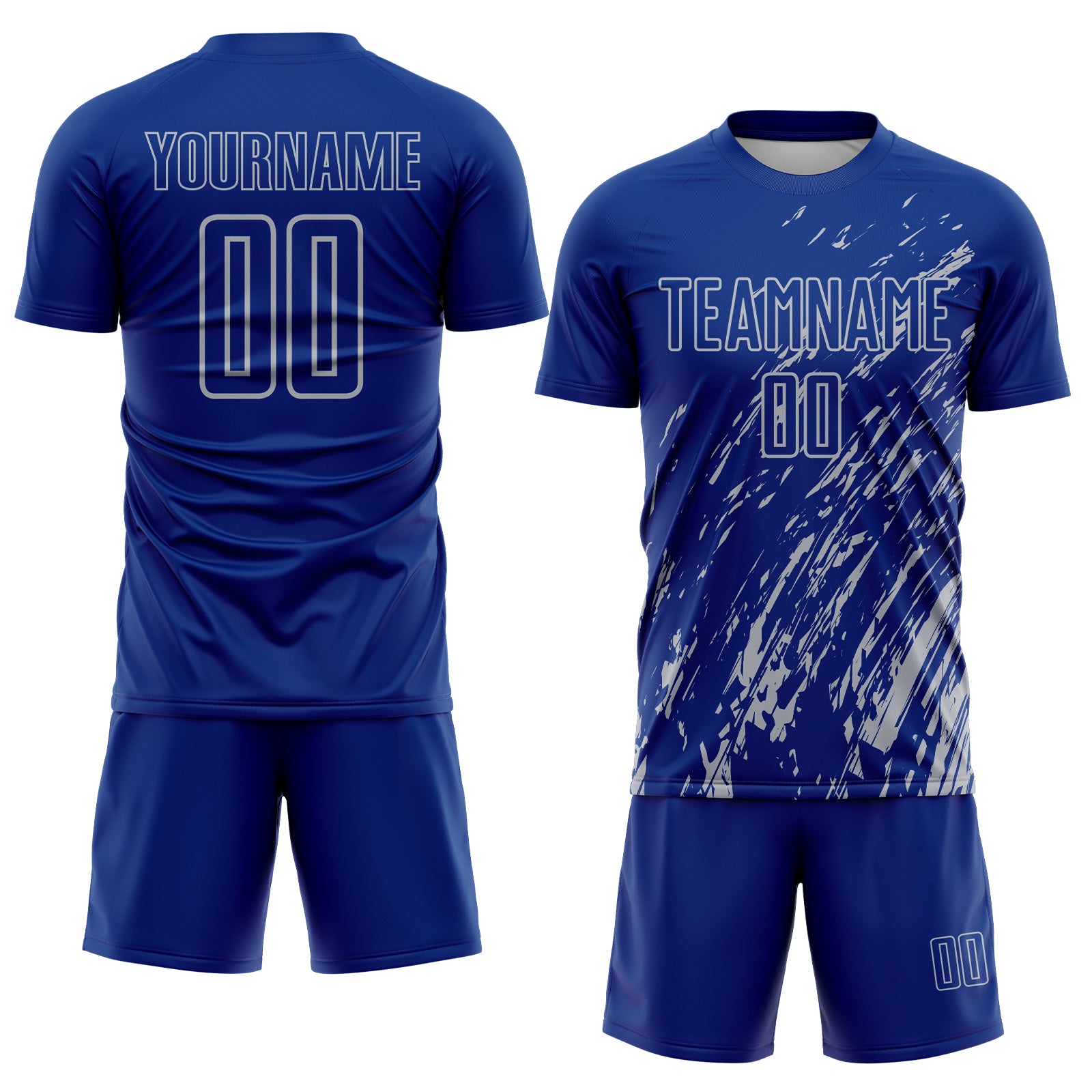 Custom Royal Gray Splash Sublimation Soccer Uniform Jersey