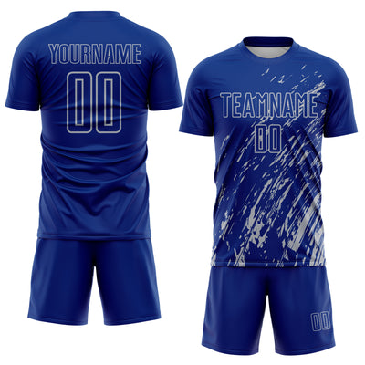 Custom Royal Gray Splash Sublimation Soccer Uniform Jersey