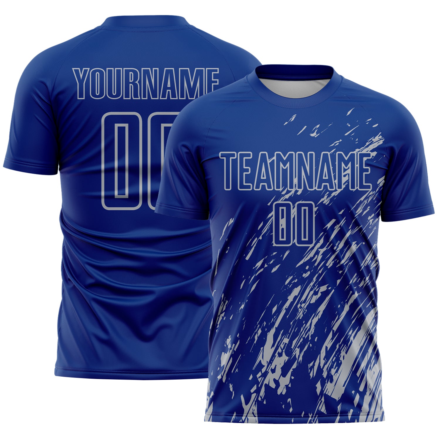 Custom Royal Gray Splash Sublimation Soccer Uniform Jersey