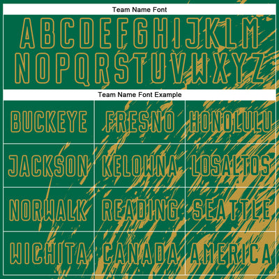 Custom Kelly Green Old Gold Splash Sublimation Soccer Uniform Jersey