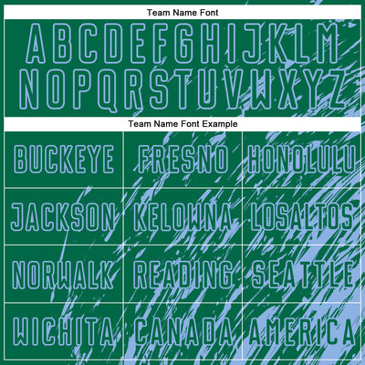 Custom Kelly Green Light Blue Splash Sublimation Soccer Uniform Jersey