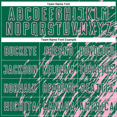 Custom Kelly Green Light Pink Splash Sublimation Soccer Uniform Jersey