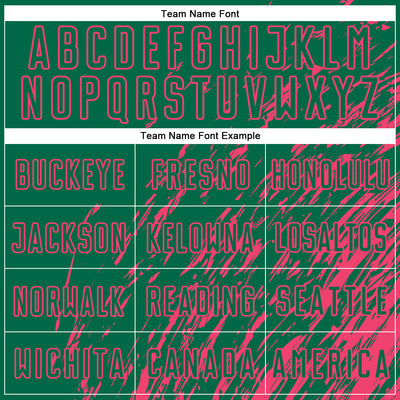 Custom Kelly Green Neon Pink Splash Sublimation Soccer Uniform Jersey