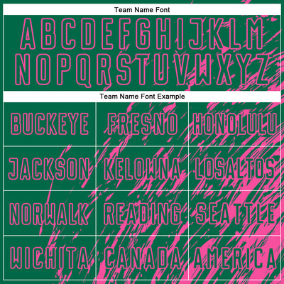 Custom Kelly Green Pink Splash Sublimation Soccer Uniform Jersey