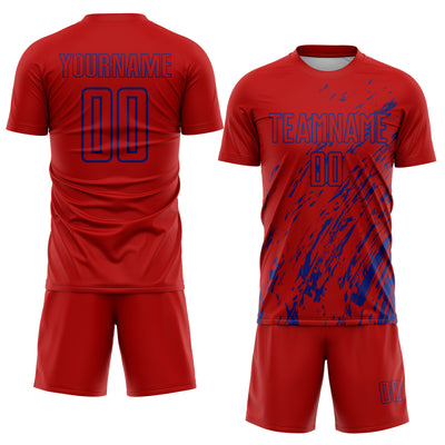 Custom Red Royal Splash Sublimation Soccer Uniform Jersey