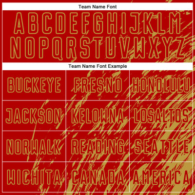 Custom Red Old Gold Splash Sublimation Soccer Uniform Jersey