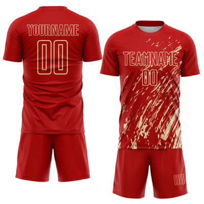 Custom Red Cream Splash Sublimation Soccer Uniform Jersey