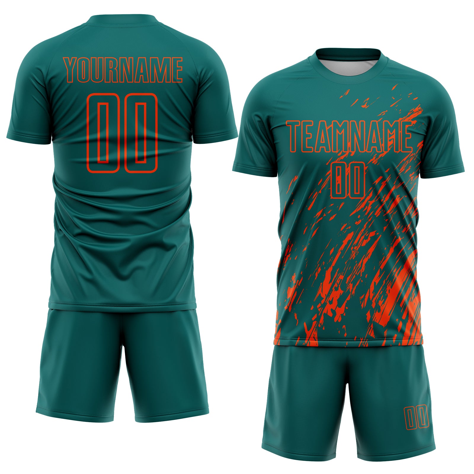 Custom Teal Orange Splash Sublimation Soccer Uniform Jersey