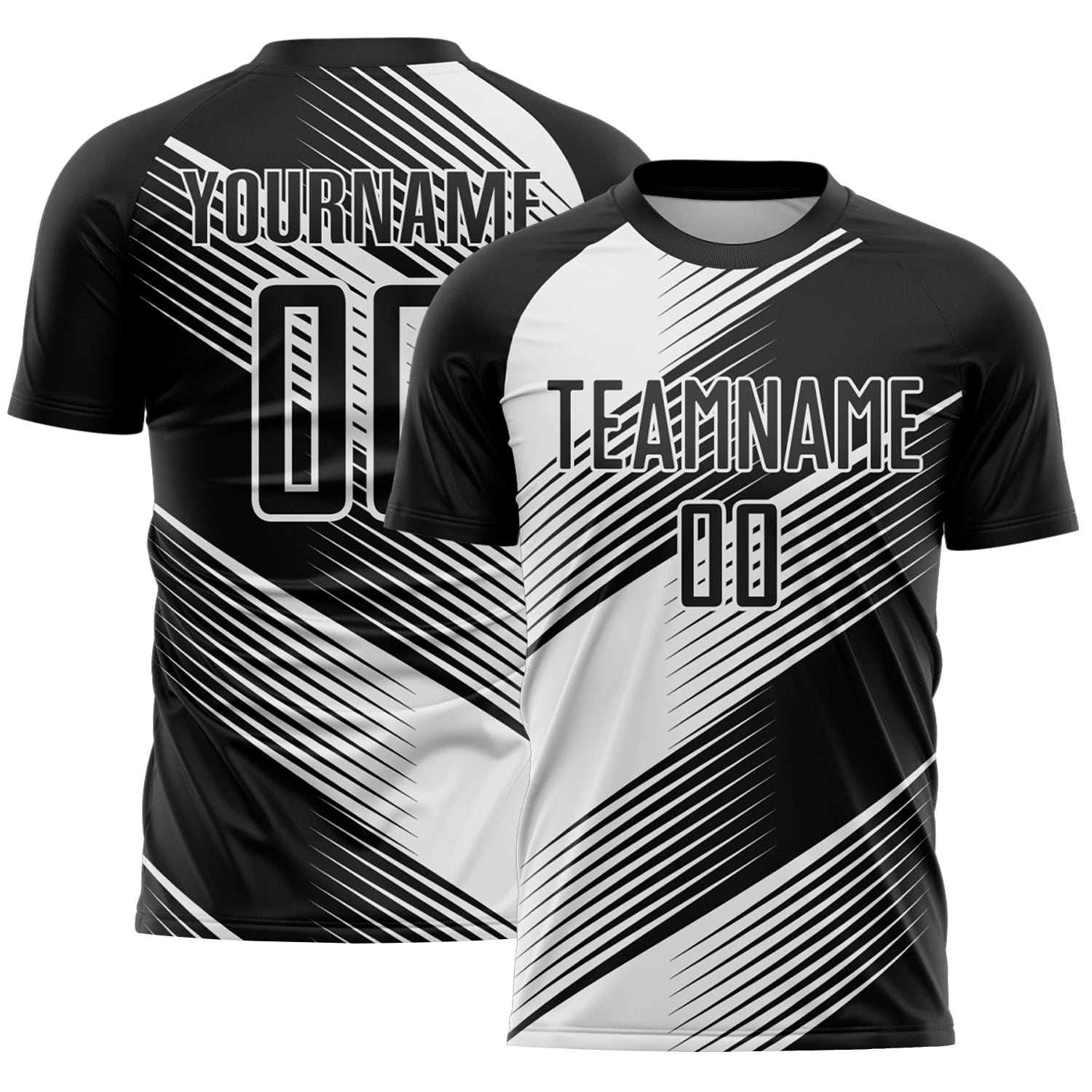 Custom Black White Line Sublimation Soccer Uniform Jersey