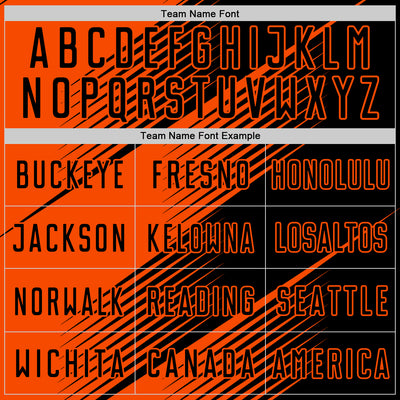 Custom Black Orange Line Sublimation Soccer Uniform Jersey