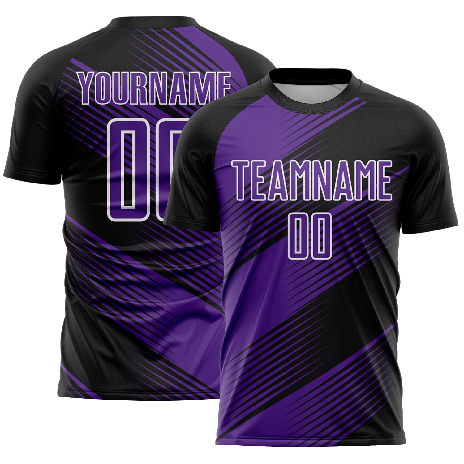 Custom Black Purple-White Line Sublimation Soccer Uniform Jersey