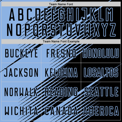 Custom Black Light Blue Line Sublimation Soccer Uniform Jersey