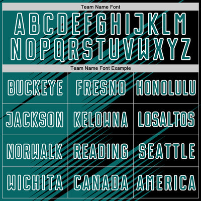 Custom Black Teal-White Line Sublimation Soccer Uniform Jersey