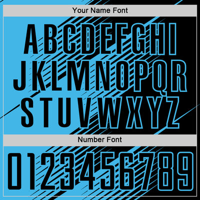 Custom Black Sky Blue Line Sublimation Soccer Uniform Jersey