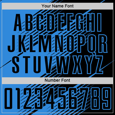 Custom Black Powder Blue Line Sublimation Soccer Uniform Jersey