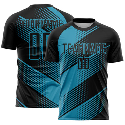 Custom Black Panther Blue Line Sublimation Soccer Uniform Jersey