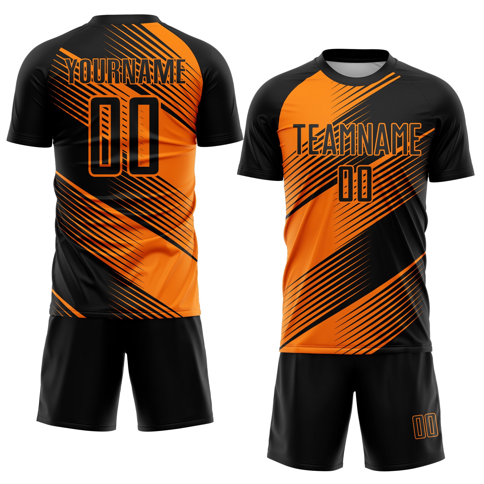 Custom Black Bay Orange Line Sublimation Soccer Uniform Jersey