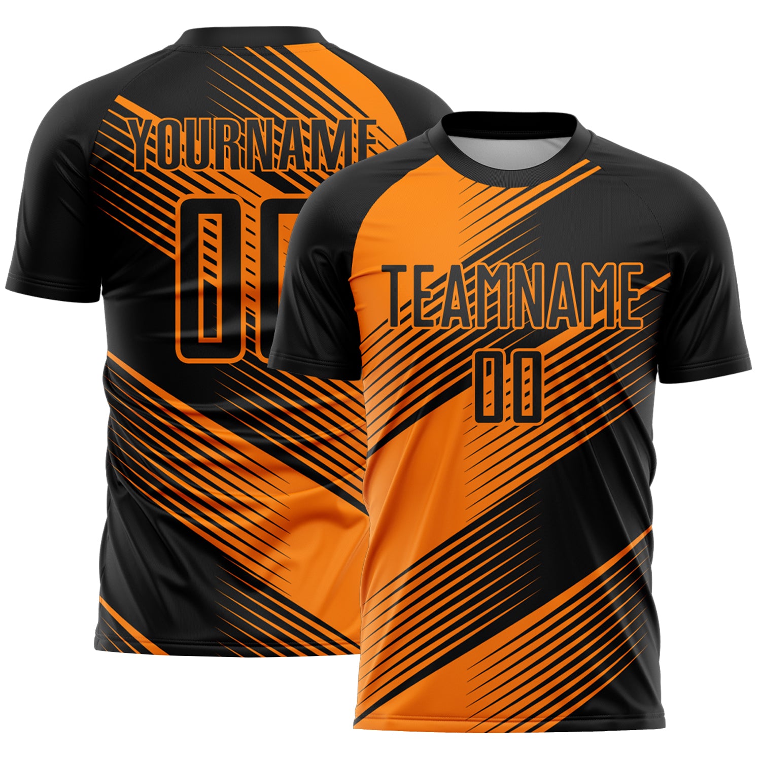 Custom Black Bay Orange Line Sublimation Soccer Uniform Jersey