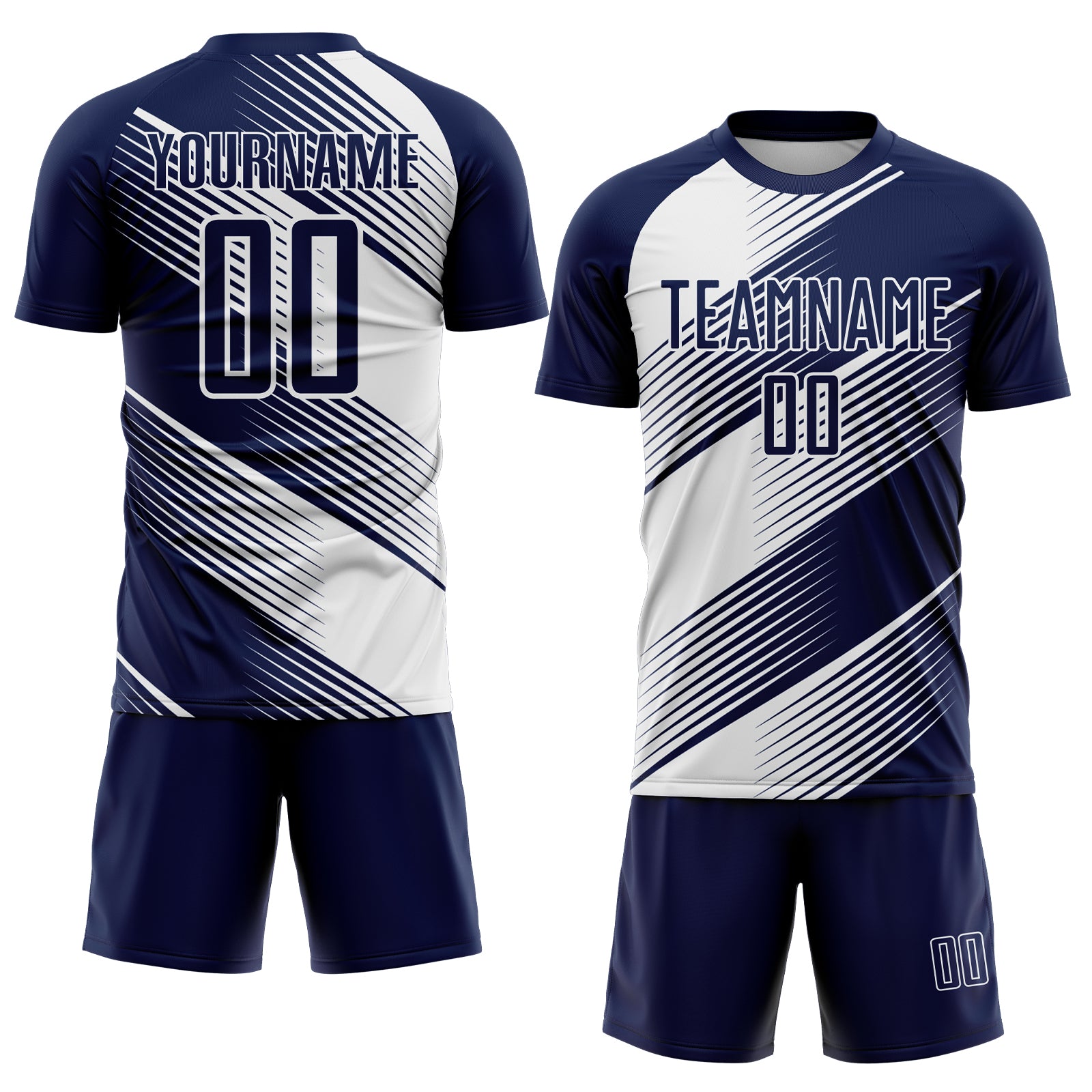 Custom Navy White Line Sublimation Soccer Uniform Jersey