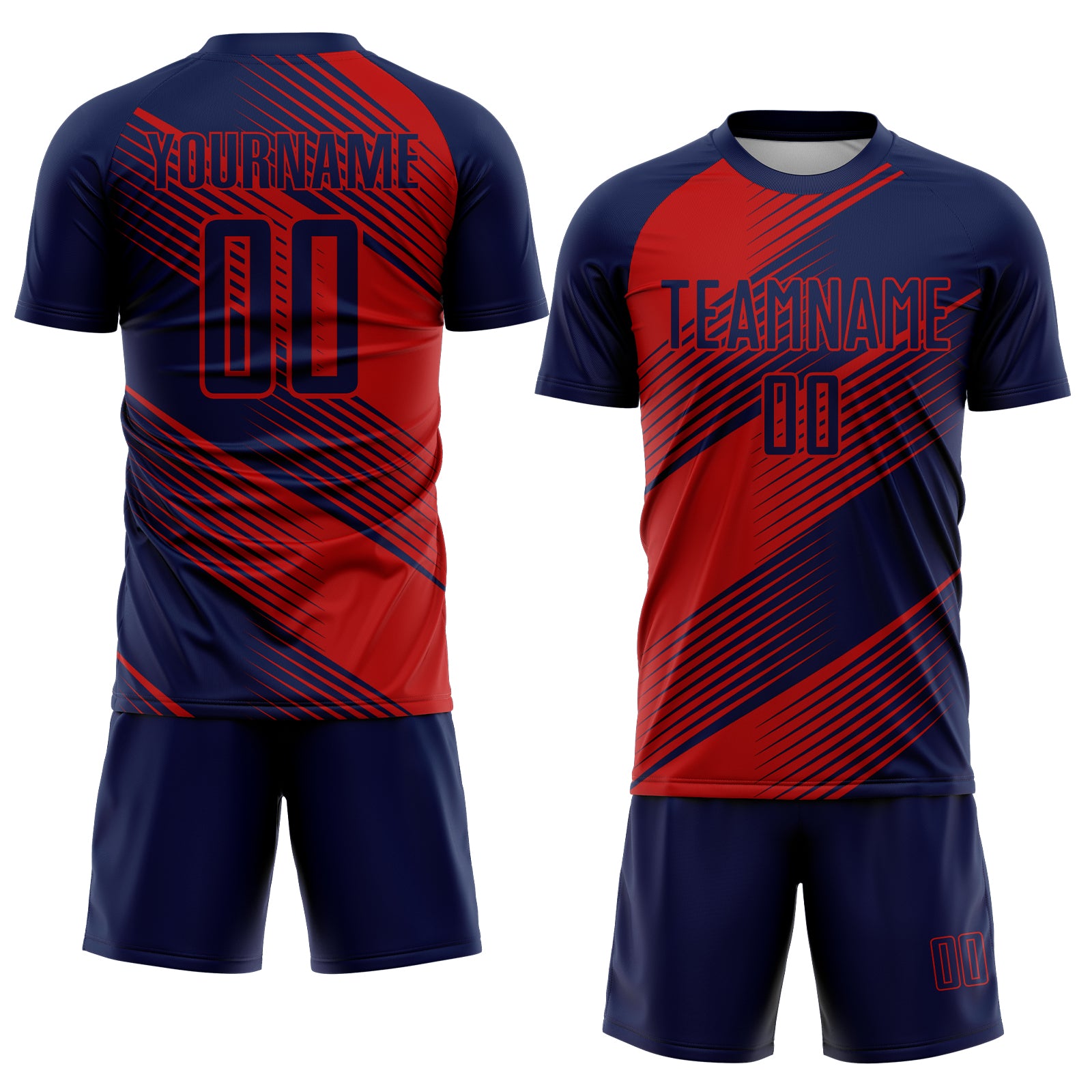 Custom Navy Red Line Sublimation Soccer Uniform Jersey