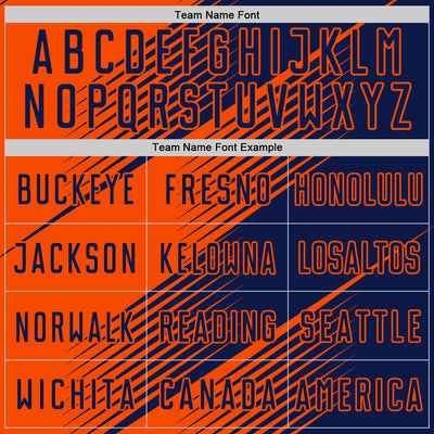 Custom Navy Orange Line Sublimation Soccer Uniform Jersey