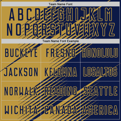 Custom Navy Old Gold Line Sublimation Soccer Uniform Jersey